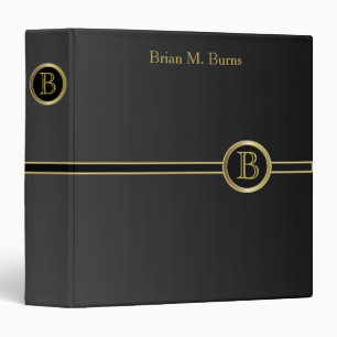 Executive Style Monogram Design - Classic Black Binder