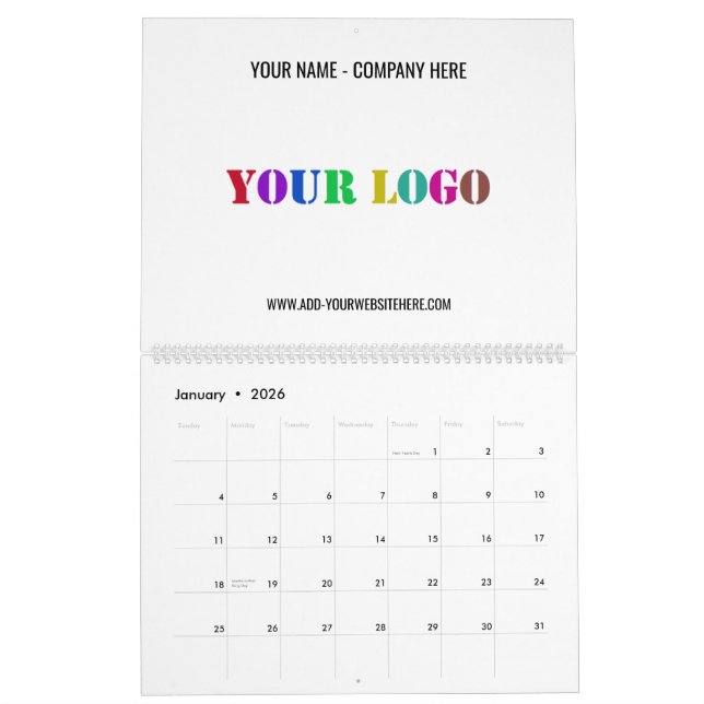 Exemple de calendrier promotionnel du logo d'entre (Jan 2026)