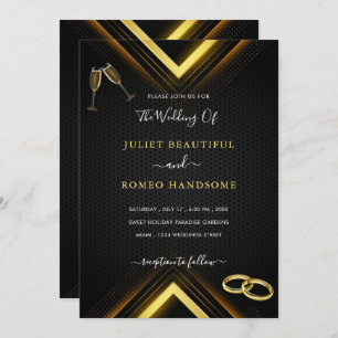 Exemple de Faire-part de mariage Design Black Gold
