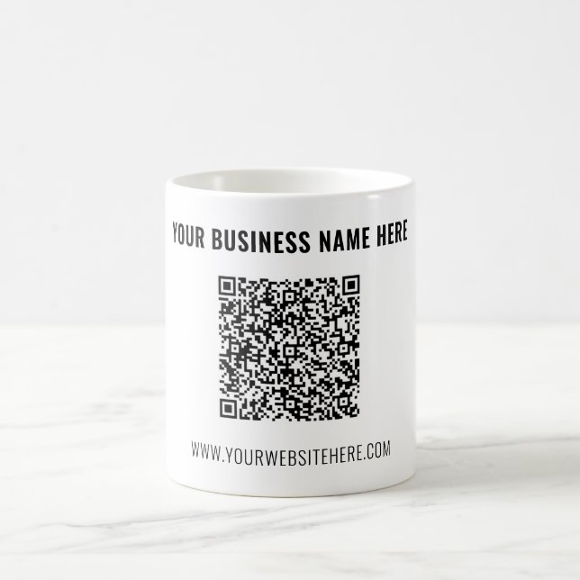 Exemple de tasse de café avec code QR et texte per (Centre)