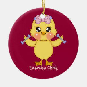 Exercise Chick (customizable) Ceramic Ornament