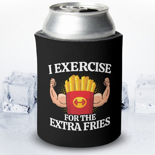 Exercise Extra Fries - Funny Workout Fitness Meme Can Cooler (Creator Uploaded)