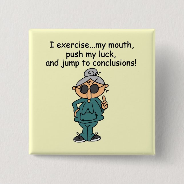 Exercise, Push, Jump Humour 2 Inch Square Button (Front)