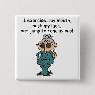 Exercise, Push, Jump Humour 2 Inch Square Button