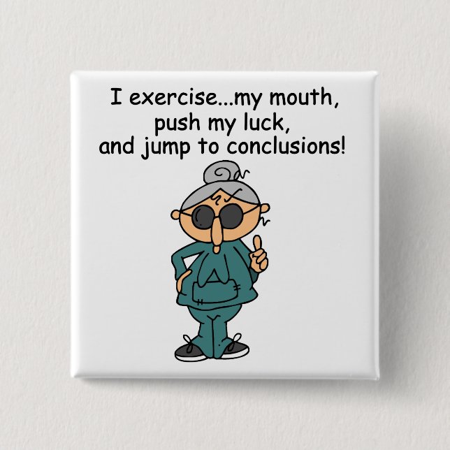 Exercise, Push, Jump Humour 2 Inch Square Button (Front)