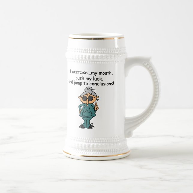 Exercise, Push, Jump Humour Beer Stein (Right)