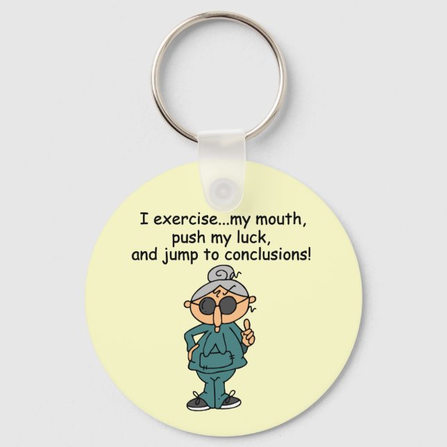 Exercise, Push, Jump Humour Keychain (Front)