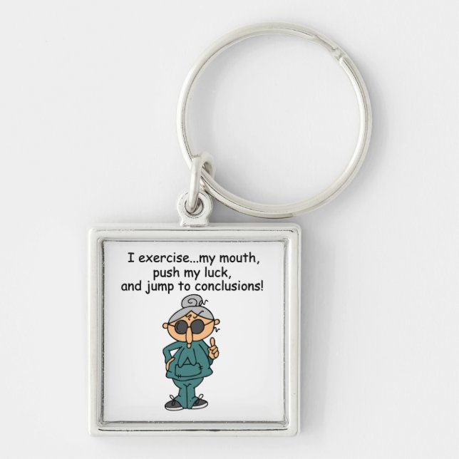 Exercise, Push, Jump Humour Keychain (Front)