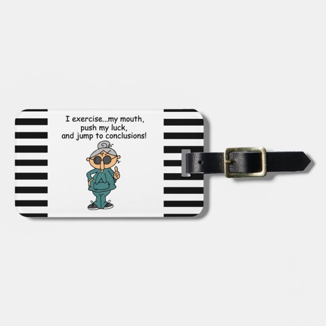 Exercise, Push, Jump Humour Luggage Tag (Front Horizontal)