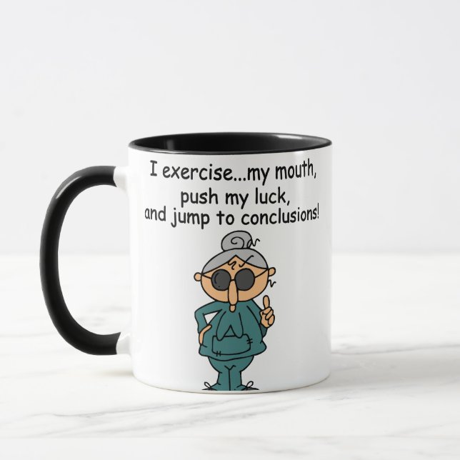 Exercise, Push, Jump Humour Mug (Left)