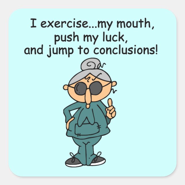 Exercise, Push, Jump Humour Square Sticker (Front)