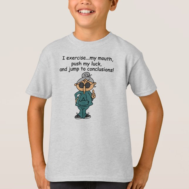 Exercise, Push, Jump Humour T-Shirt (Front)
