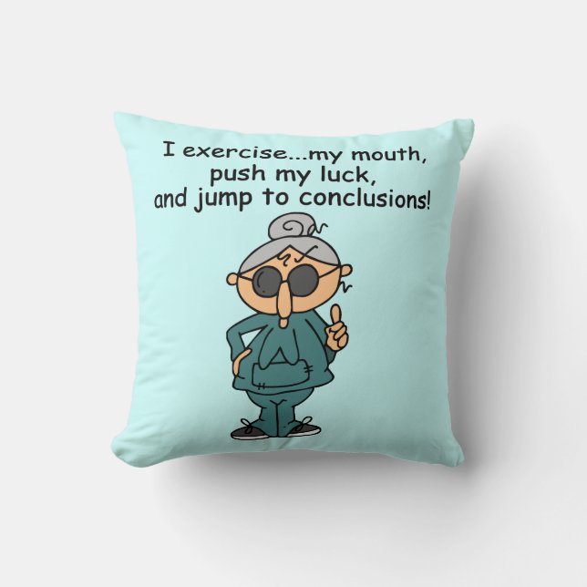 Exercise, Push, Jump Humour Throw Pillow (Front)