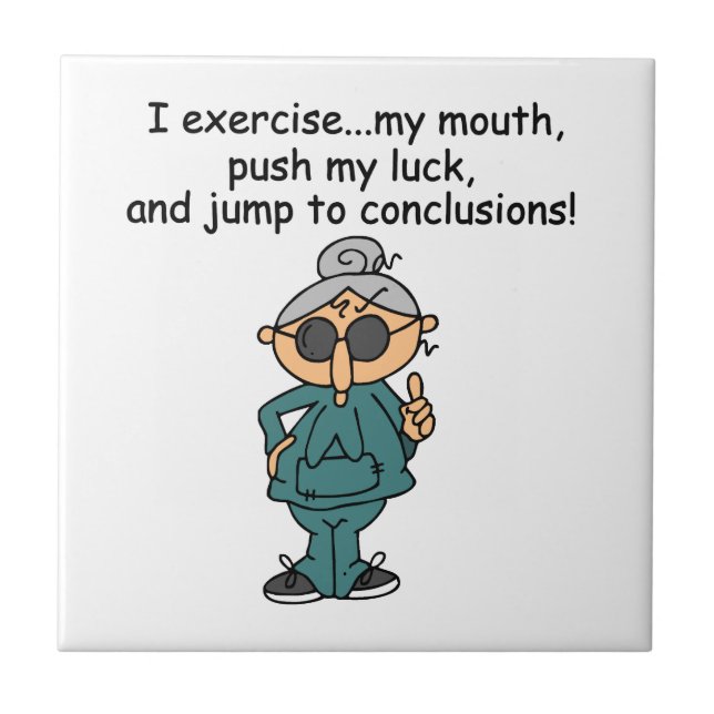 Exercise, Push, Jump Humour Tile (Front)
