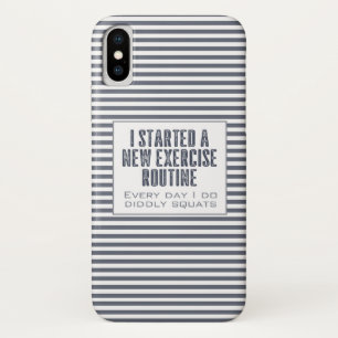 Exercise Routine Humour Blue Striped iPhone X Case