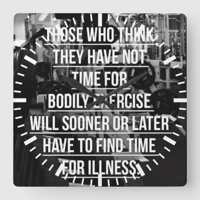 Exercise - Workout Motivational Square Wall Clock (Front)