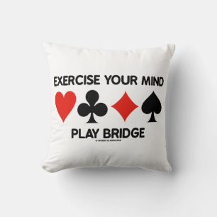Exercise Your Mind Play Bridge Four Card Suits Throw Pillow