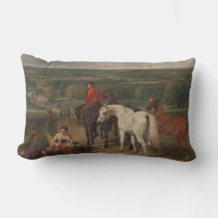 Exercising the Royal Horses (Equine Art) Lumbar Pillow