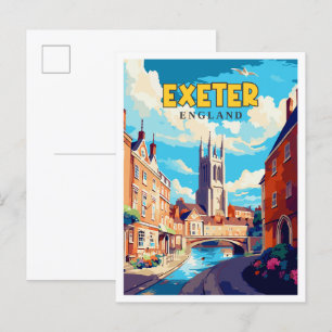 Exeter England vintage travel illustration Postcard