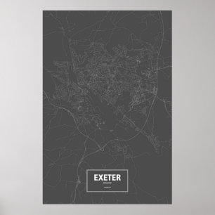 Exeter, England (white on black) Poster