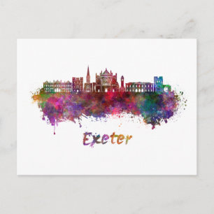 Exeter skyline in watercolor postcard