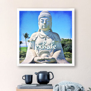 “Exhale” Quote Peaceful Hawaii White Buddha Ph Poster