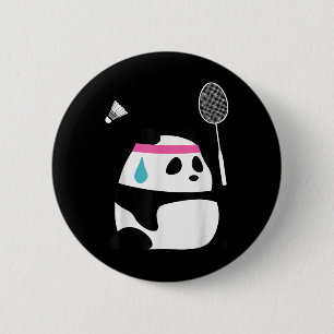 Exhausted Badminton Panda - Funny Cute Shuttle Ani 2 Inch Round Button