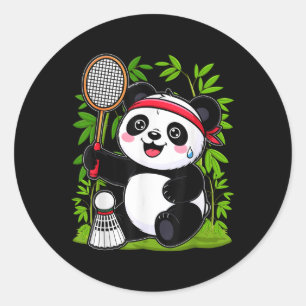 Exhausted Badminton Panda - Funny Cute Shuttle Ani Classic Round Sticker
