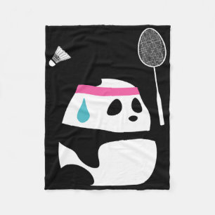 Exhausted Badminton Panda - Funny Cute Shuttle Ani Fleece Blanket