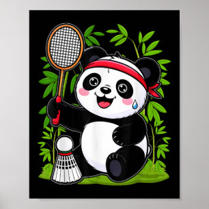 Exhausted Badminton Panda - Funny Cute Shuttle Ani Poster