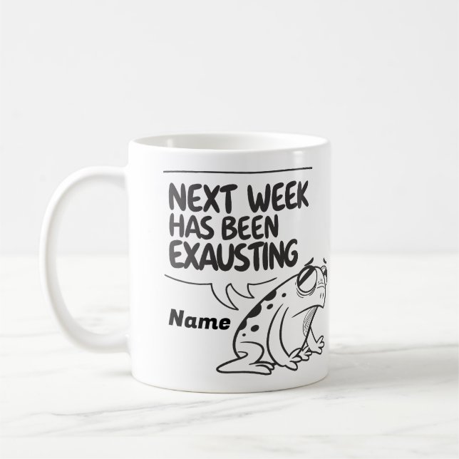 Exhausted Frog Funny Cartoon Mug Design (Left)