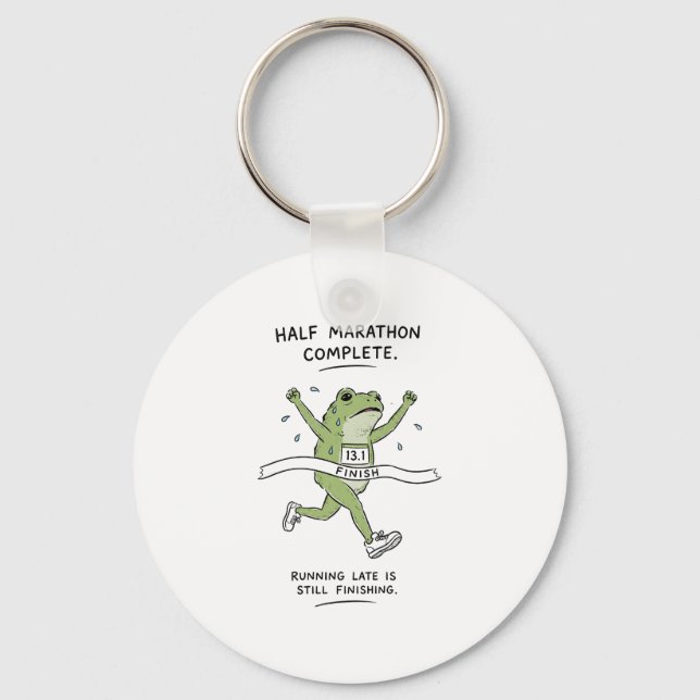 Exhausted Frog Half Marathon Finisher Funny Runnin Keychain (Front)