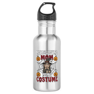 Exhausted Mom Is Costume Halloween Witch Coffee Pu 532 Ml Water Bottle