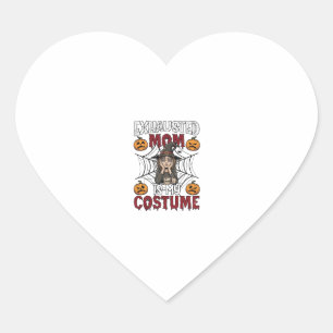 Exhausted Mom Is Costume Halloween Witch Coffee Pu Heart Sticker