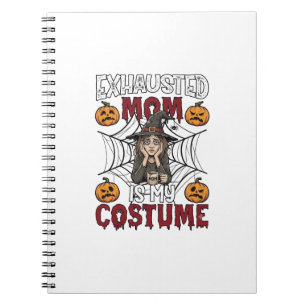 Exhausted Mom Is Costume Halloween Witch Coffee Pu Notebook