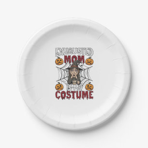 Exhausted Mom Is Costume Halloween Witch Coffee Pu Paper Plate