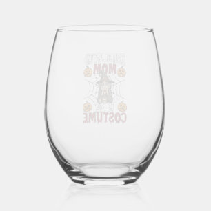 Exhausted Mom Is Costume Halloween Witch Coffee Pu Stemless Wine Glass