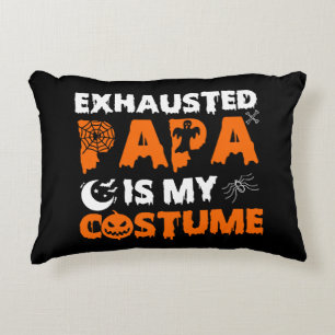 exhausted papa is my costume accent pillow