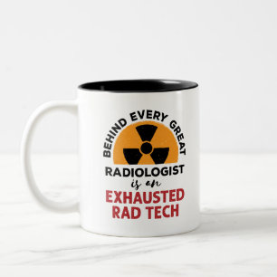 Exhausted Rad Tech Funny Radiologic Technologist Two-Tone Coffee Mug