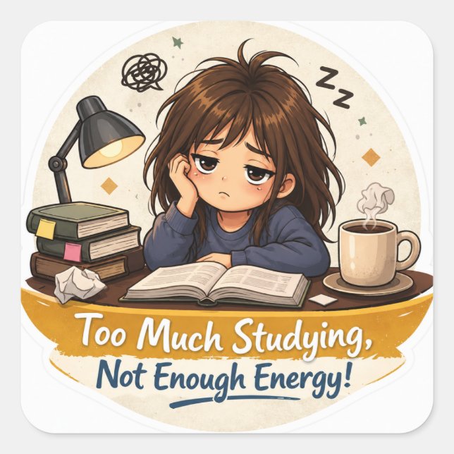 Exhausted Study Girl Sticker (Front)