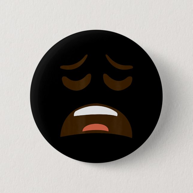 Exhausted Tired Face Emoticon Costume Easy Hallowe 2 Inch Round Button (Front)