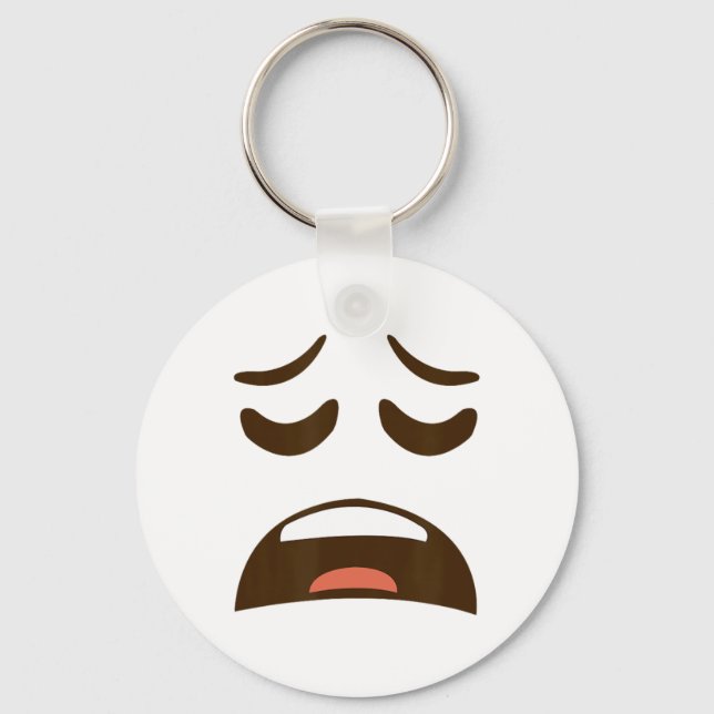 Exhausted Tired Face Emoticon Costume Easy Hallowe Keychain (Front)