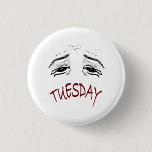 Exhausted Tuesday Mood Funny Relatable Cartoon Pho 1 Inch Round Button