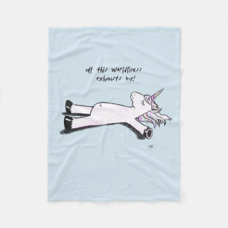 Exhausted Unicorn Fleece Blanket