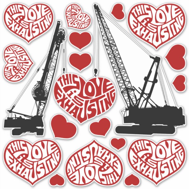 Exhausting Love Hearts Sticker Set (Front)