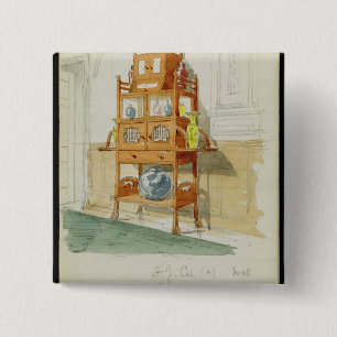 Exhibition Cabinet, c.1860s-70s (w/c & pencil on p 2 Inch Square Button