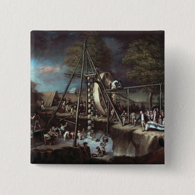 Exhumation of the Mastodon, 1806 2 Inch Square Button (Front)