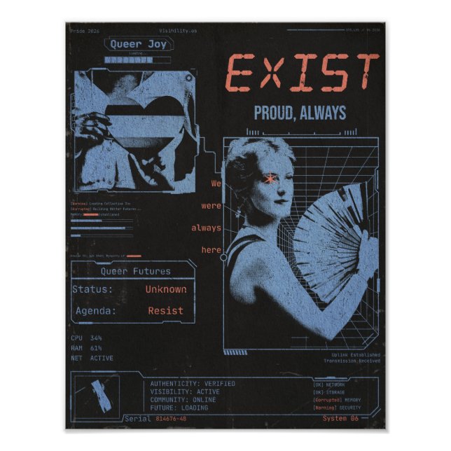 Exist Pride LGBTQ+ Modern Brutalist Photo Print (Front)