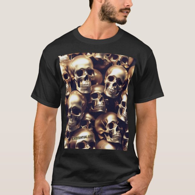 EXISTENTIAL LITE Gold Skulls  T-Shirt (Front)