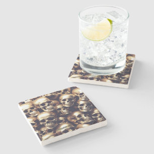 EXISTENTIAL LITE Gold Skulls Watch Stone Coaster